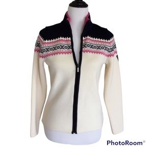 Dale of Norway Kongsvollen Full Zip Cardigan Rare w/ Aspen Patch Merino Wool